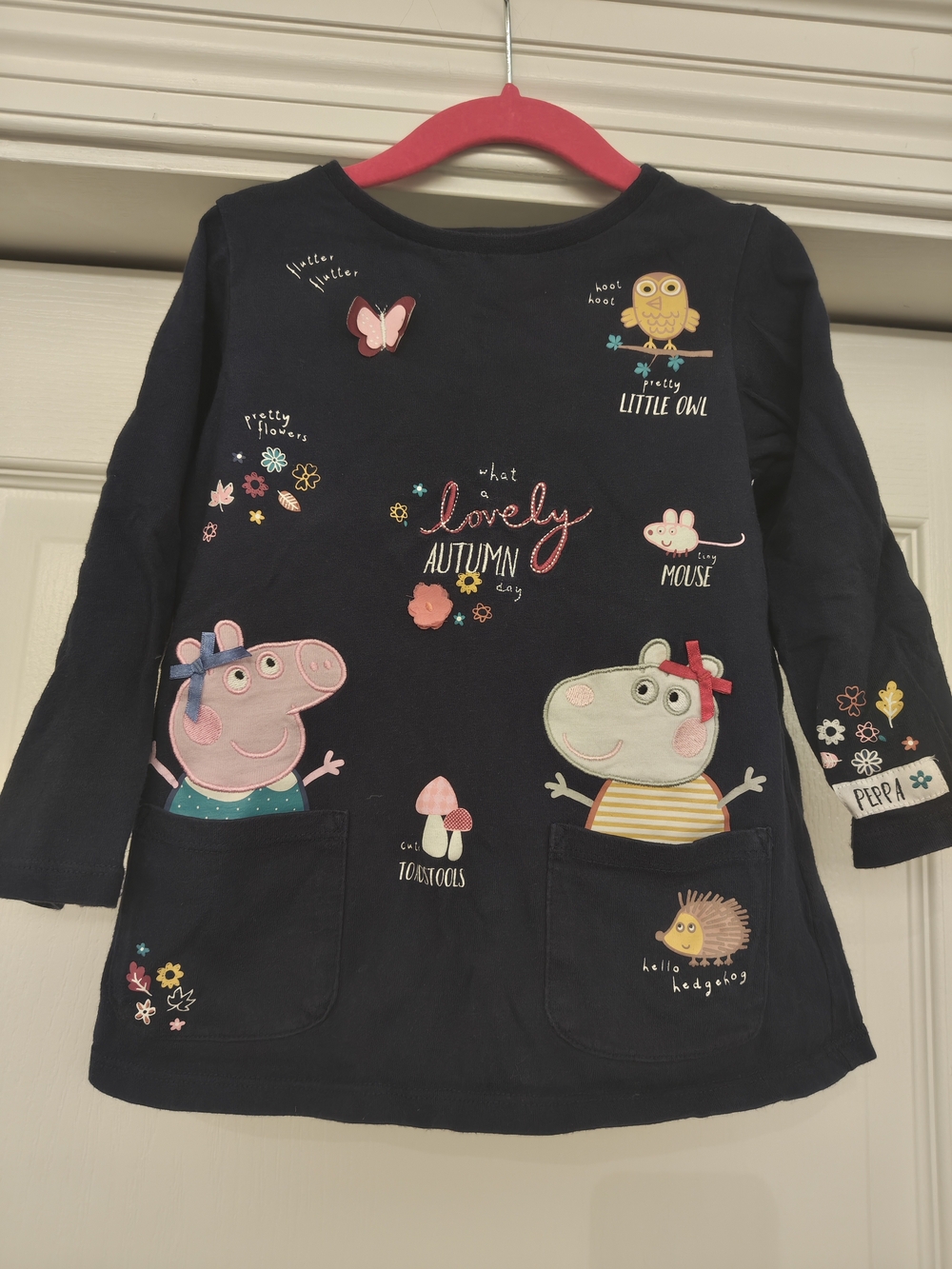 Peppa Pig Navy Long Sleeve Top with Colorful Character Appliqués